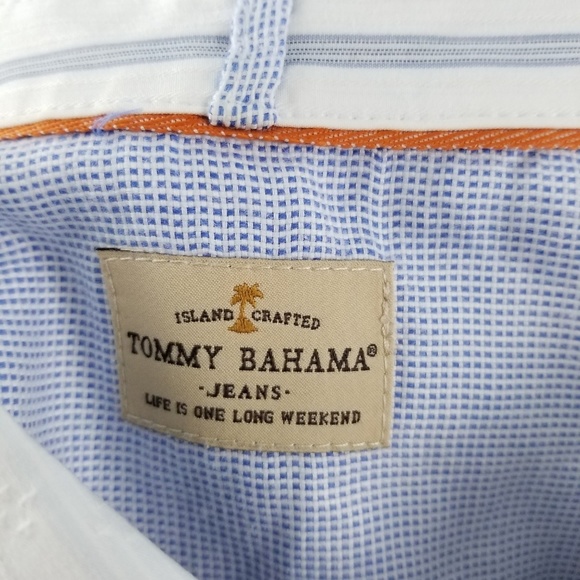 TOMMY BAHAMA Mens Long Sleeve White Striped Sz L - Picture 7 of 8